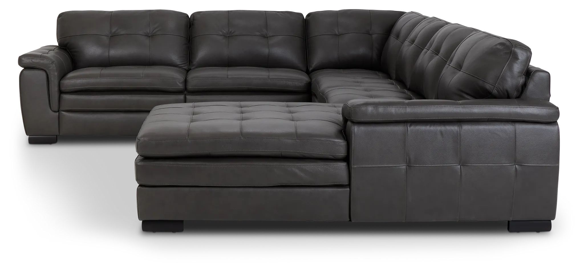 Braden Dark Gray Leather Medium Right Chaise Sectional