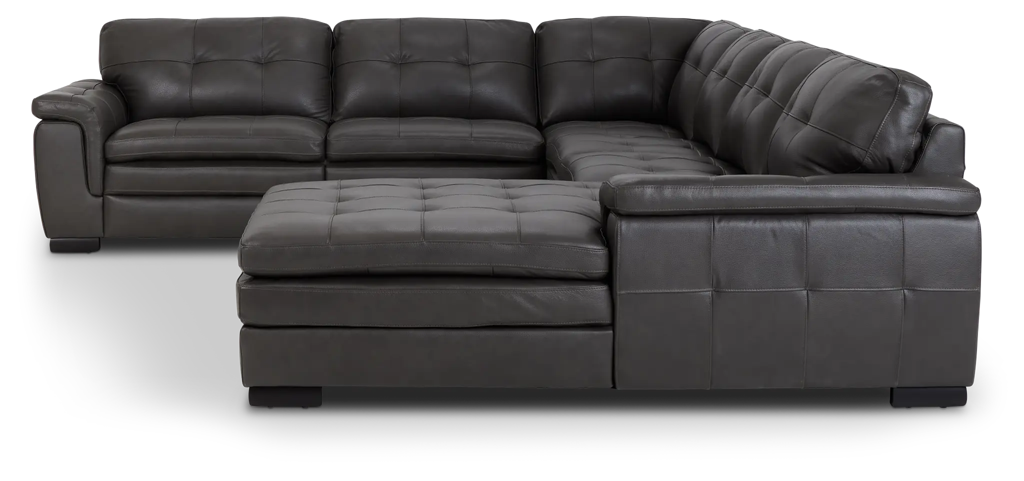 Braden Dark Gray Leather Medium Right Chaise Sectional Braden Dark Gray Leather Medium Right Chaise Sectional