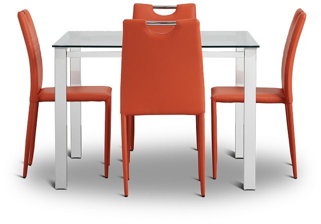 Skyline Orange Square Table & 4 Upholstered Chairs (2)