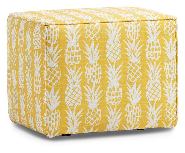 Pineapple Yellow Fabric Indoor/outdoor Accent Ottoman (1)