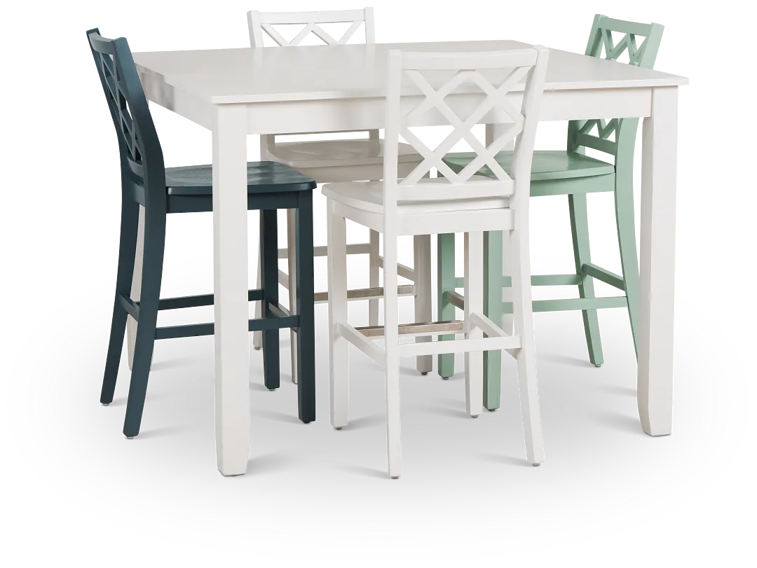 Edgartown White Square High Table & Mixed Barstools