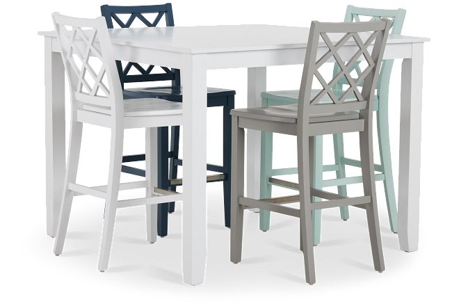 Edgartown White Square High Table & Mixed Barstools