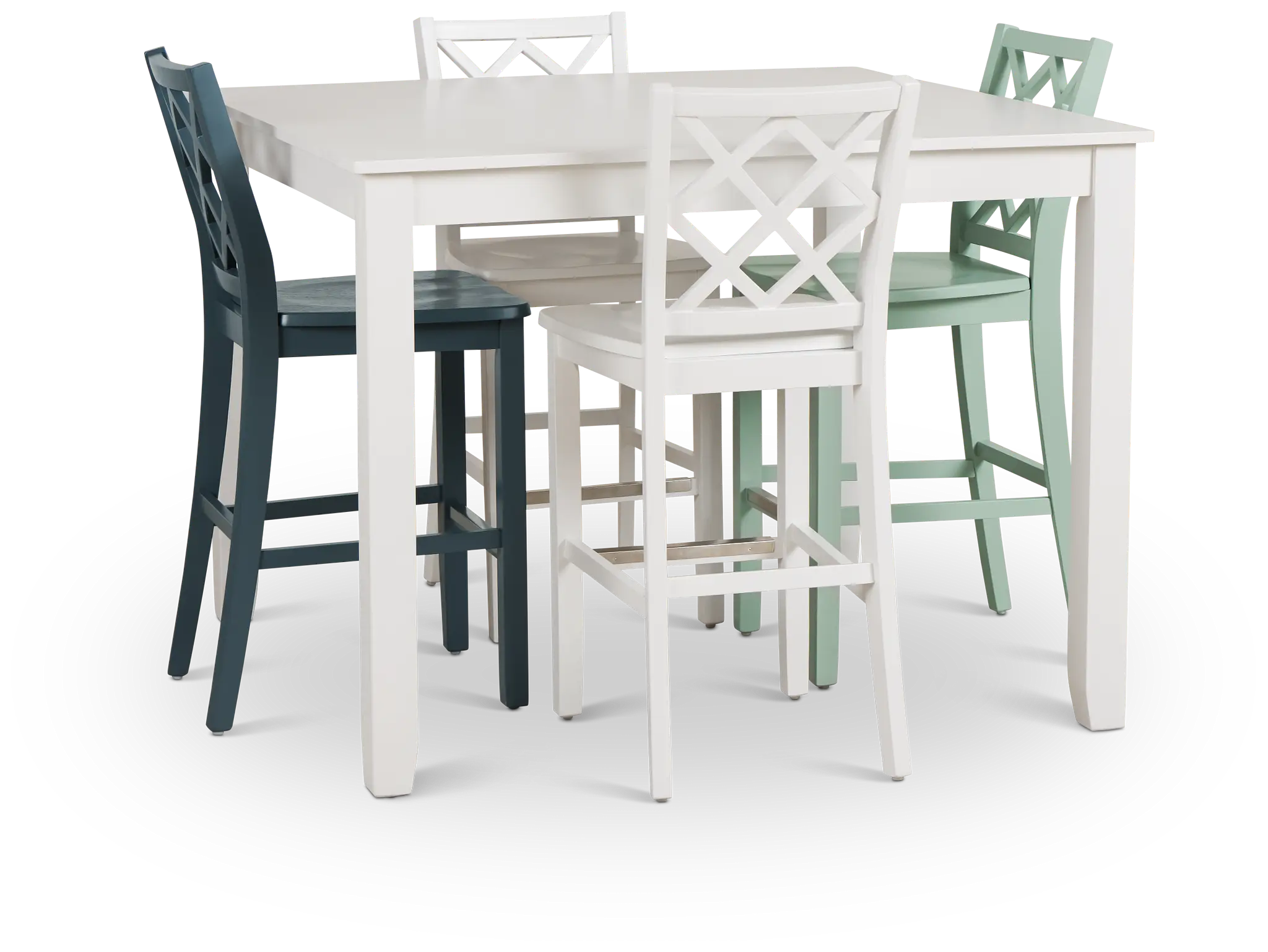 Edgartown White Square High Table & Mixed Barstools Edgartown White Square High Table & Mixed Barstools