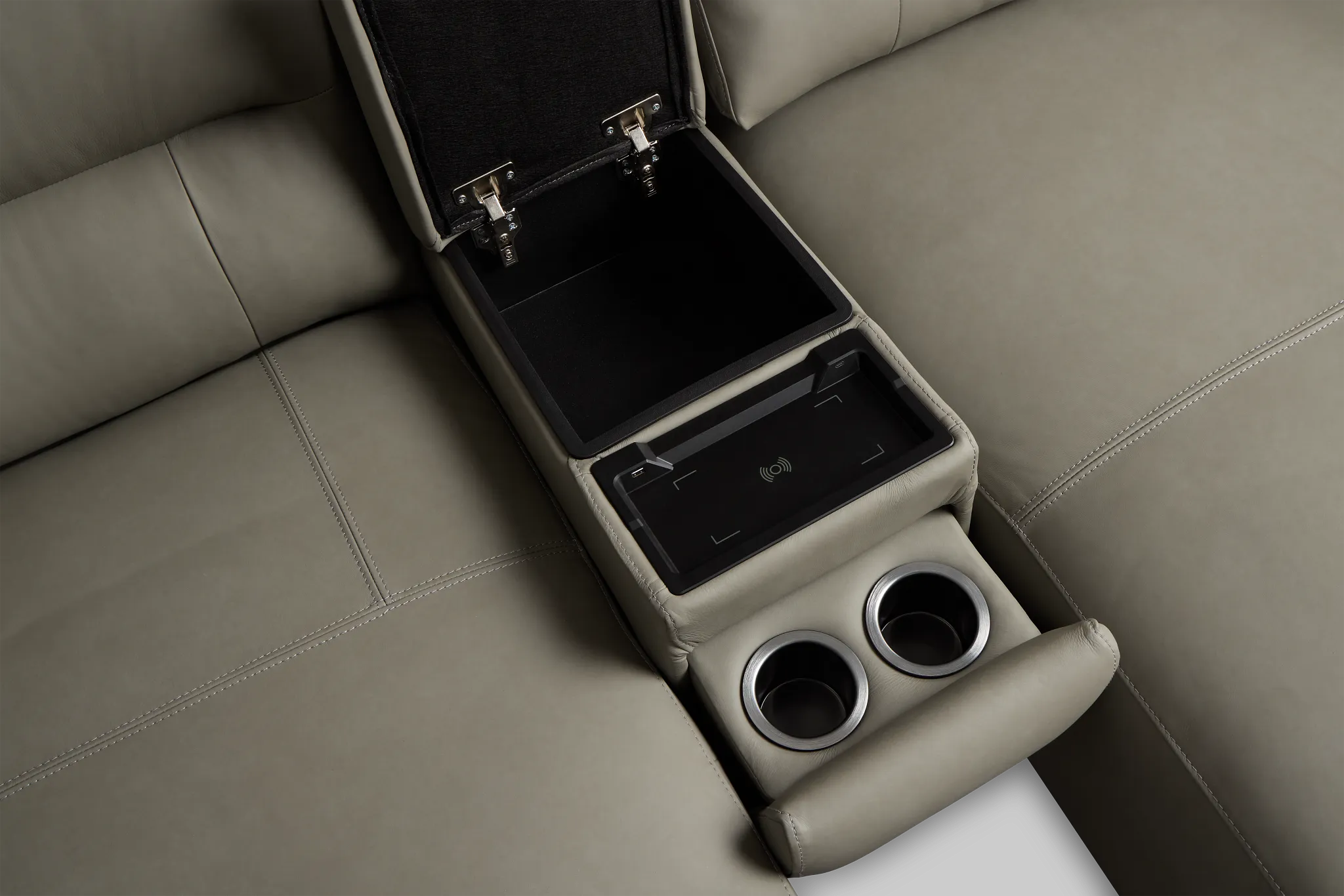 Rudy Gray Lthr/vinyl Large Dual Power Left Extension Chaise Sectional