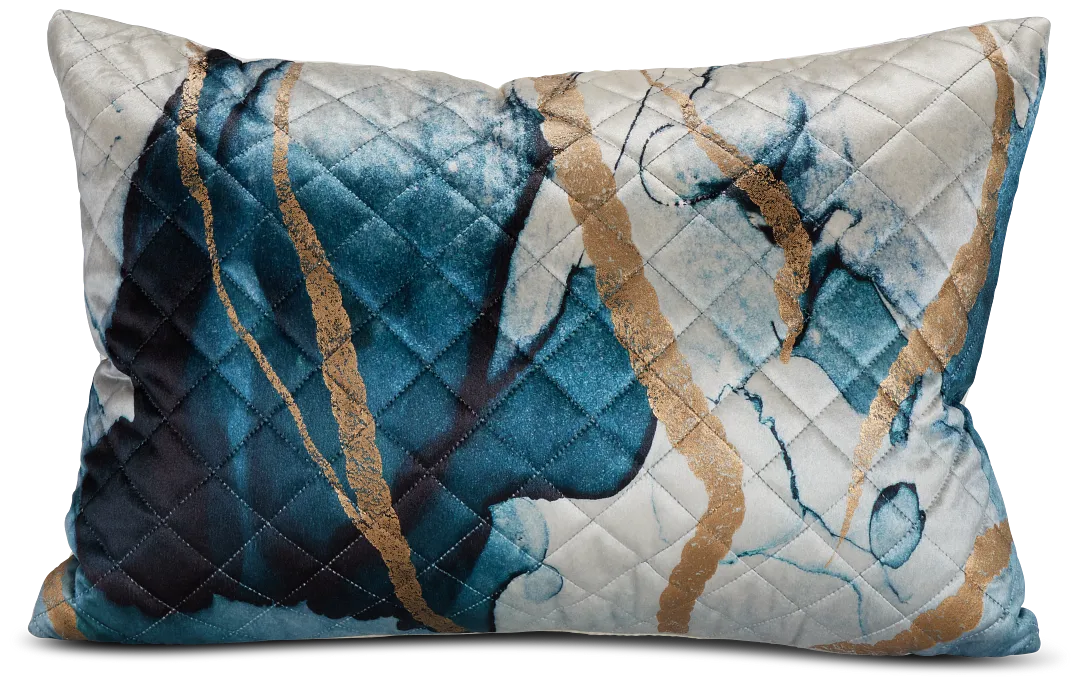 Langston Blue Velvet Lumbar Accent Pillow