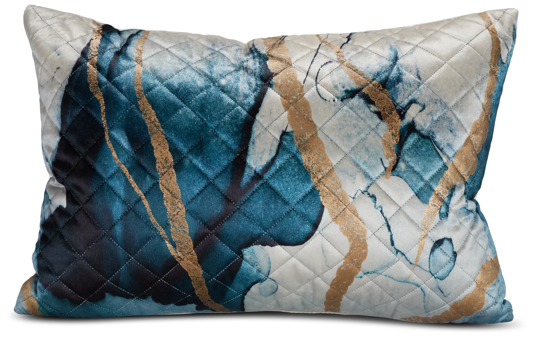 Langston Blue Velvet Lumbar Accent Pillow