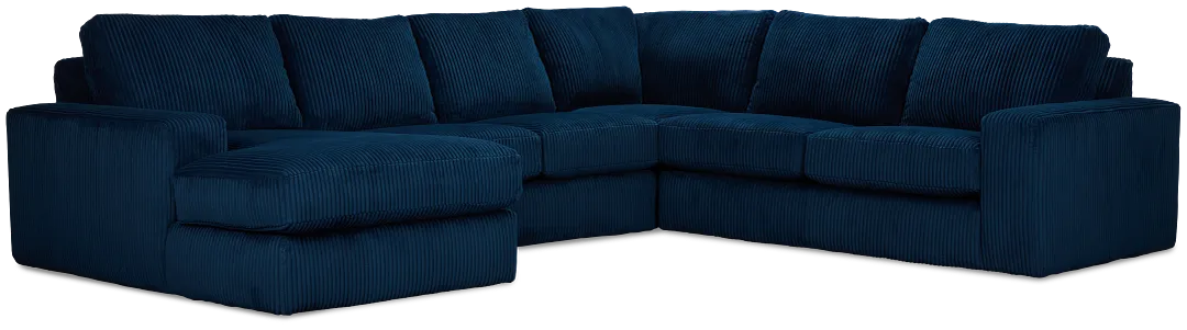 Charlie Dark Blue Fabric Medium Left Chaise Sectional