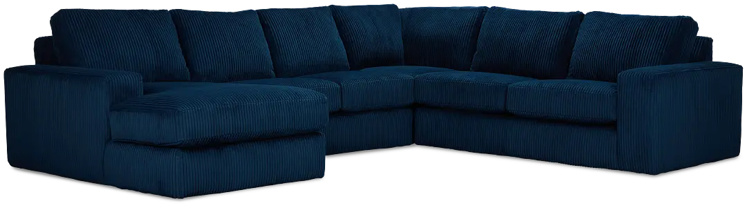 Charlie Dark Blue Fabric Medium Left Chaise Sectional Charlie Dark Blue Fabric Medium Left Chaise Sectional