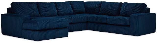 Charlie Dark Blue Fabric Medium Left Chaise Sectional