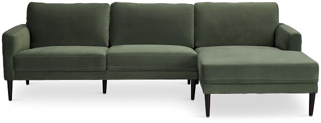 Nala Green Velvet Right Chaise Sectional