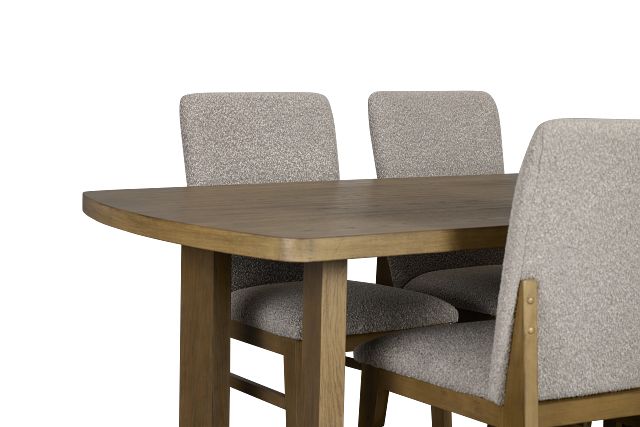 Modesto Light Tone Rectangular Table & 4 Upholstered Chairs