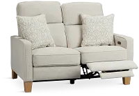 Bayside Light Beige Fabric Power Reclining Loveseat