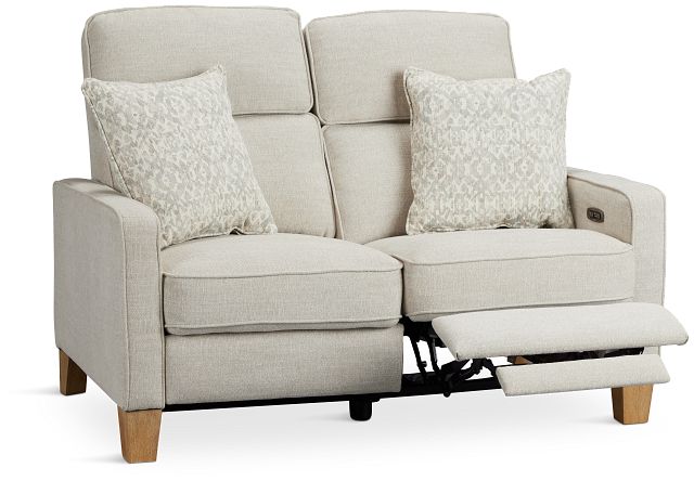 Bayside Light Beige Fabric Power Reclining Loveseat