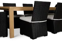 Montecito Mid Tone Table & 6 Chairs With Light Blue Cushions