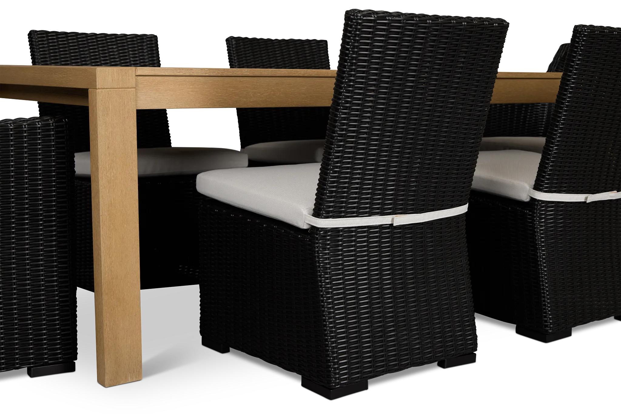 Montecito Mid Tone Table & 6 Chairs With Light Blue Cushions