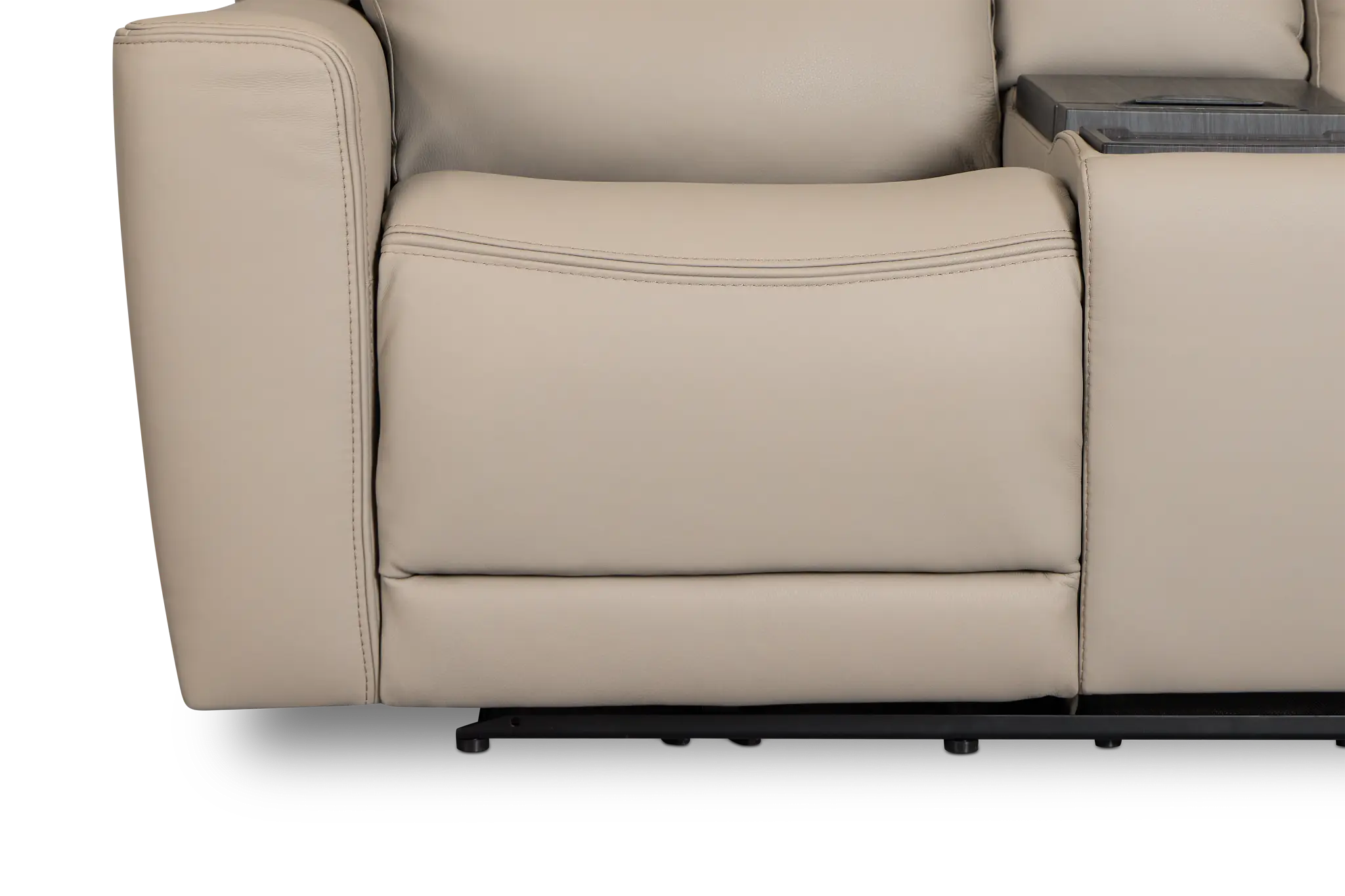 Wilder Taupe Leather Power Reclining Console Loveseat With Refrigerator Wilder Taupe Leather Power Reclining Console Loveseat With Refrigerator