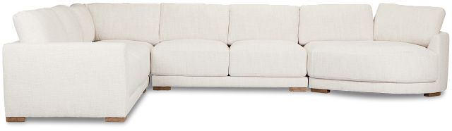 Maeve Light Beige Fabric Medium Right Facing Cuddler Sectional