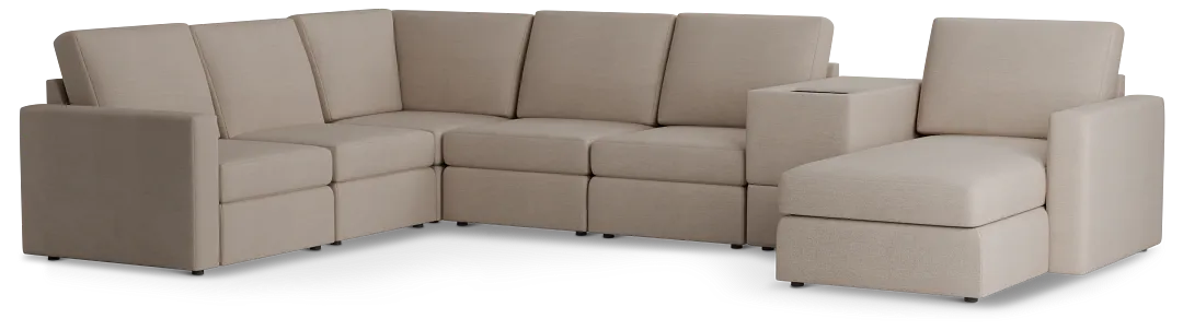 Citymod Beige Fabric Large Right Chaise Sectional With Storage Console