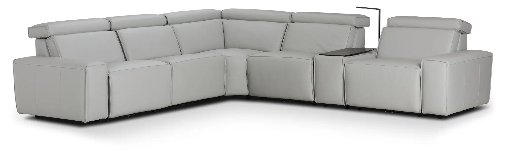Carmelo Gray Leather Medium Triple Power 2-arm Sectional Carmelo Gray Leather Medium Triple Power 2-arm Sectional