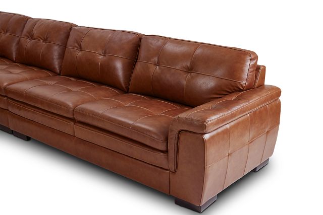 Braden Medium Brown Leather Large Left Chaise Sectional