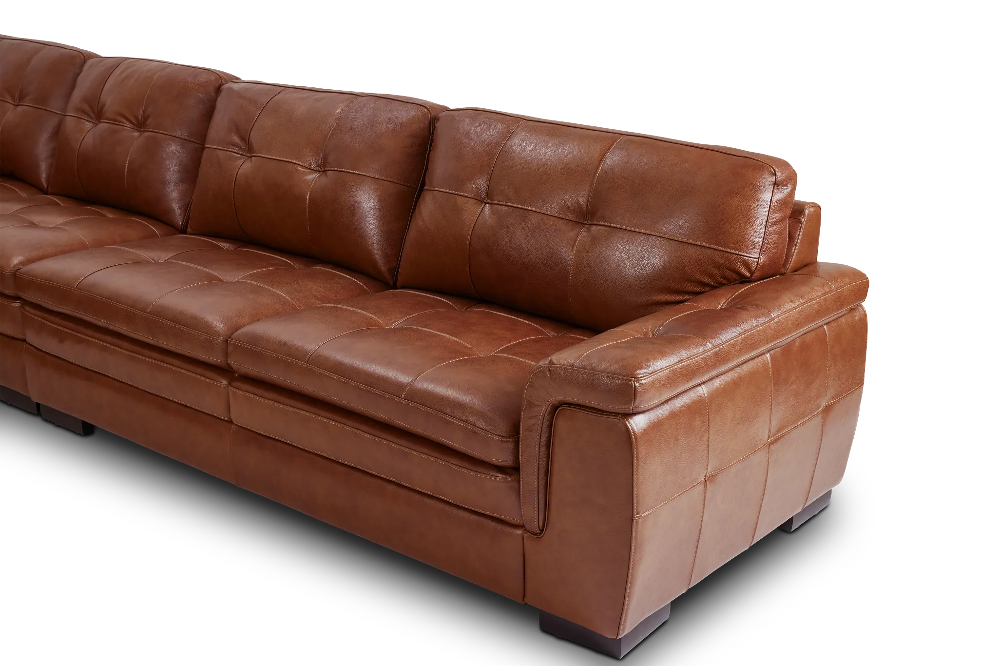 Braden Medium Brown Leather Large Left Chaise Sectional