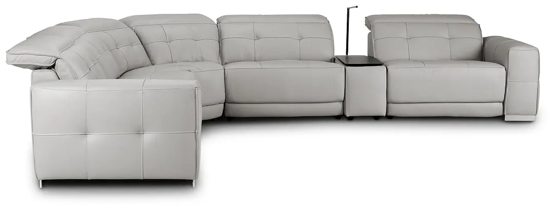 Reva Gray Leather Medium Triple Power 2-arm Sectional Reva Gray Leather Medium Triple Power 2-arm Sectional