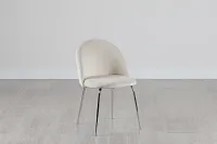 Capri Ivory Velvet Upholstered Side Chair W/ Chrome Legs