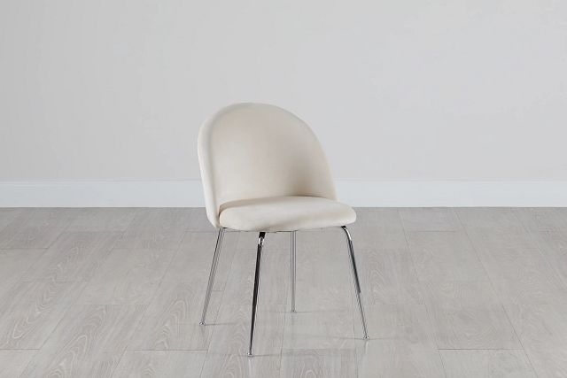Capri Ivory Upholstered Side Chair W/ Chrome Legs (0)