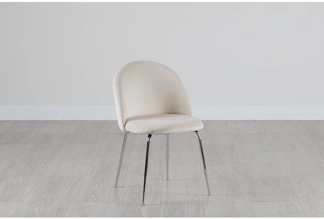Capri Ivory Upholstered Side Chair W/ Chrome Legs