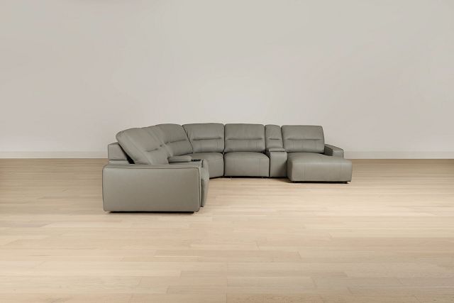 Rudy Gray Lthr/vinyl Large Dual Power Right Extension Chaise Sectional