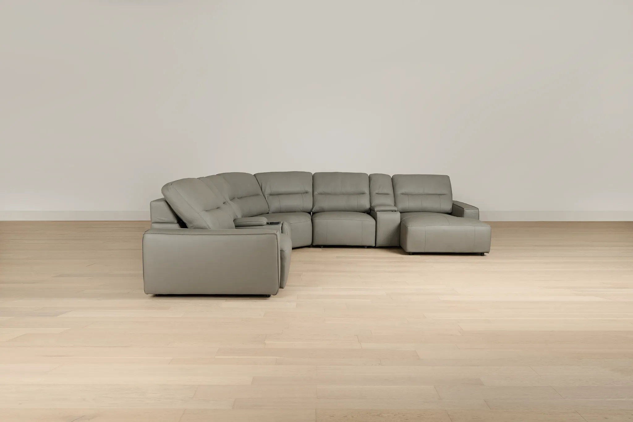 Rudy Gray Lthr/vinyl Large Dual Power Right Extension Chaise Sectional