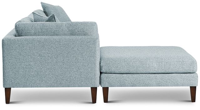 Morgan Teal Fabric Right Bumper Sectional W/ Wood Legs