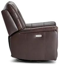 Owen Brown Leather Power Swivel Glider Recliner