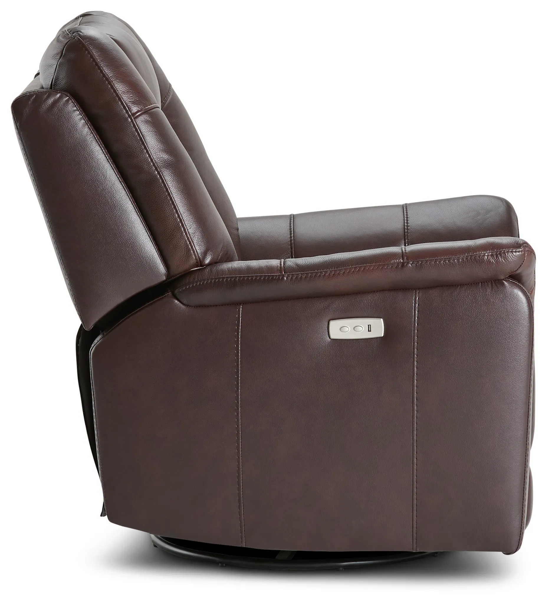 Owen Brown Leather Power Swivel Glider Recliner