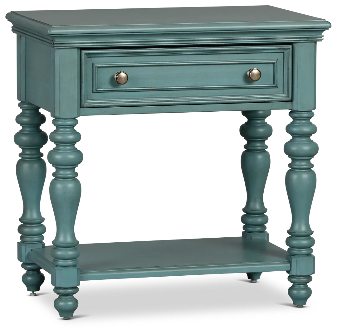 Savannah Teal 1-drawer Nightstand
