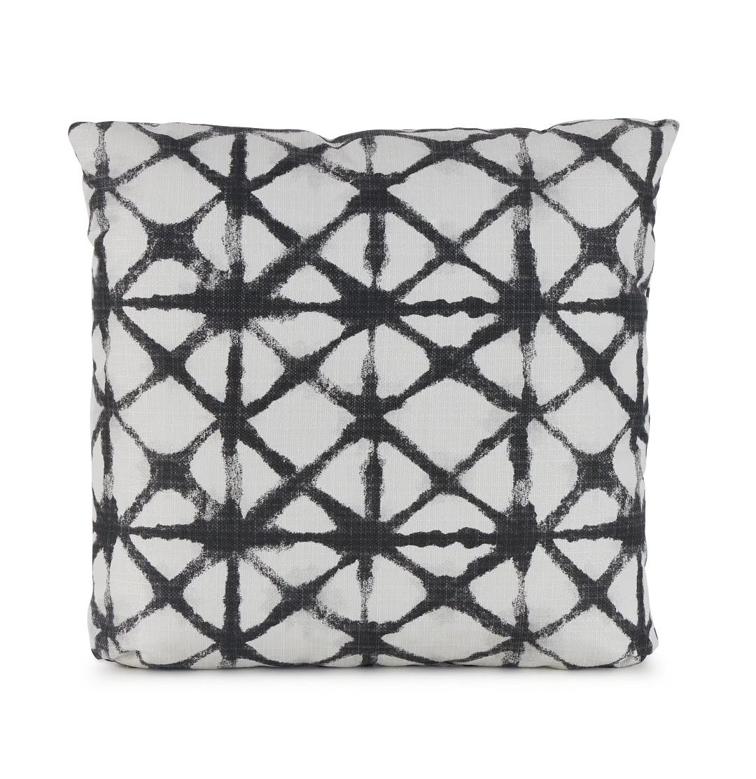 Shibori Black 18" Indoor/outdoor Square Accent Pillow