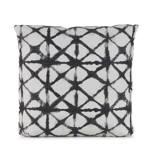 Shibori Black 18" Indoor/outdoor Square Accent Pillow