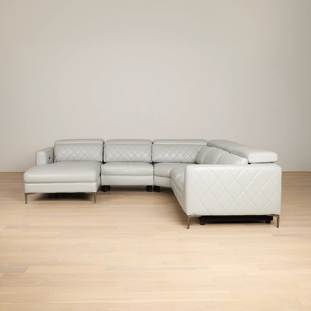 Ava Light Gray Micro Small Left Chaise Power Reclining Sectional