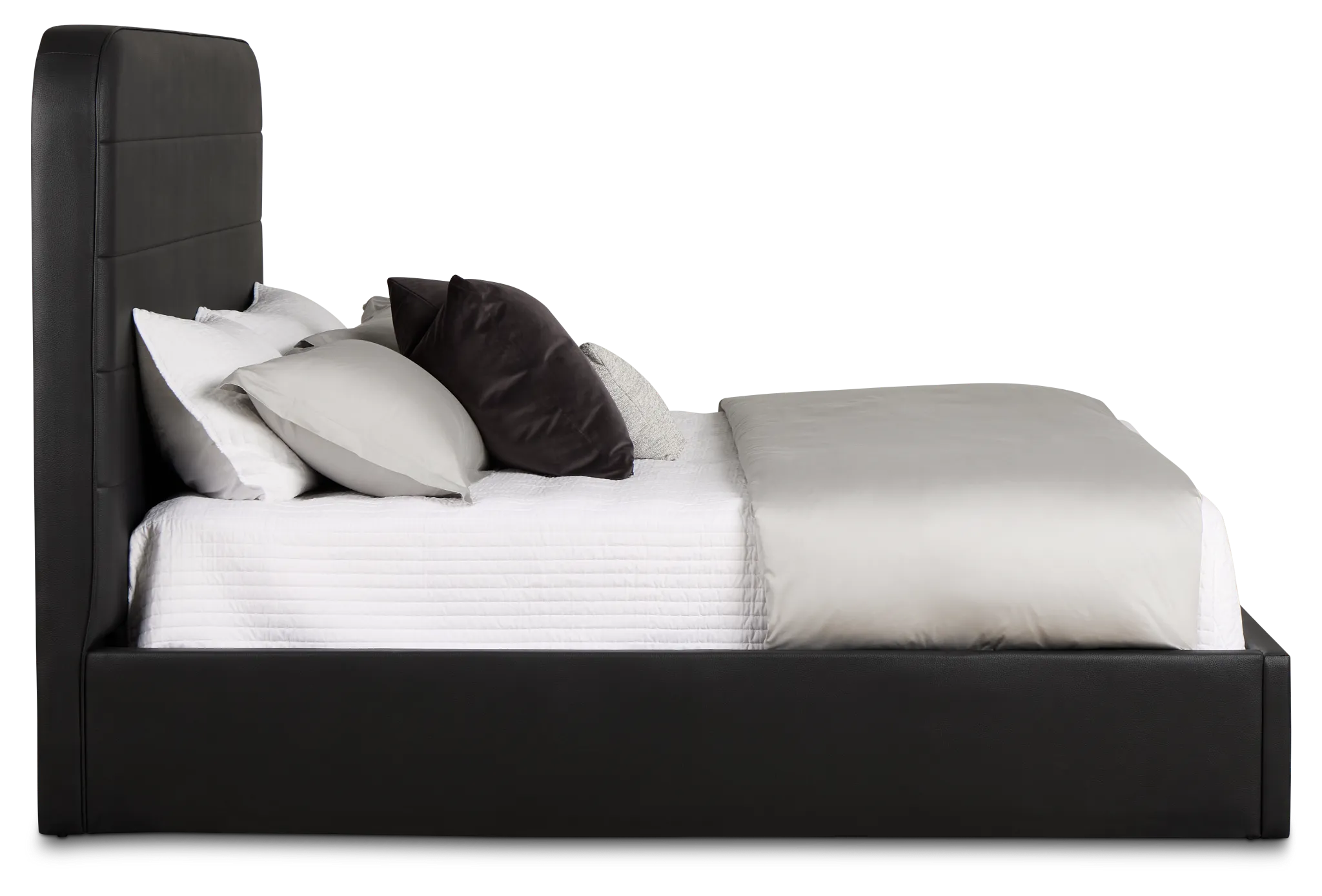 Doral Black Curved Upholstered Platform Bed