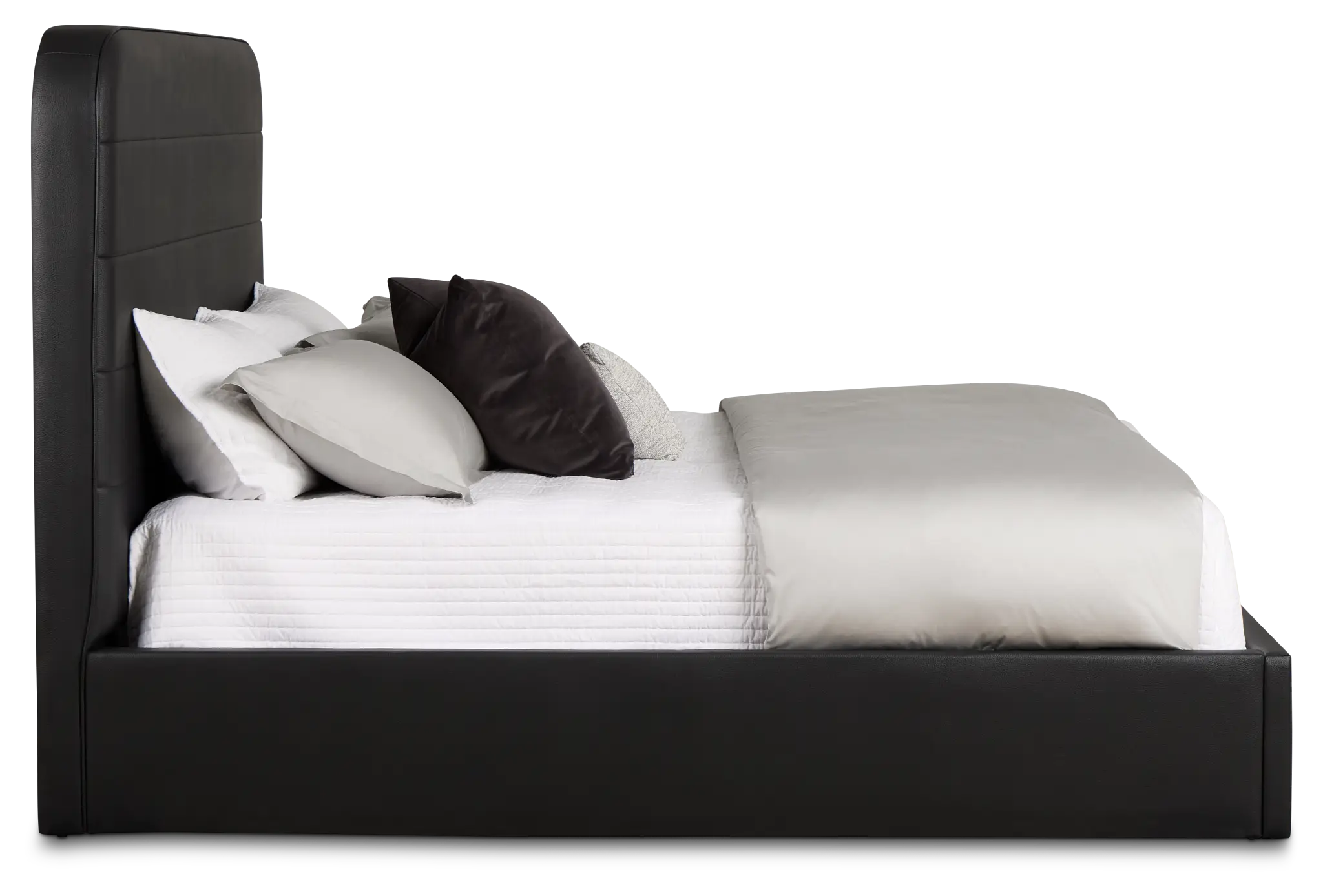 Doral Black Curved Upholstered Platform Bed Doral Black Curved Upholstered Platform Bed