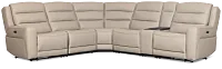 Wilder Taupe Leather Medium Tri Power Sectional W/refrigerated Console