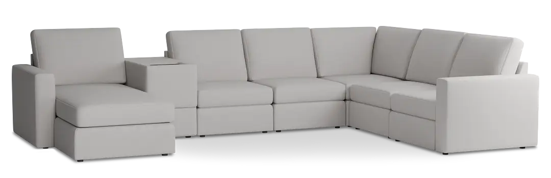 Citymod Light Gray Fabric Large Left Chaise Sectional With Media Console Citymod Light Gray Fabric Large Left Chaise Sectional With Media Console