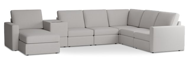 Citymod Light Gray Fabric Large Left Chaise Sectional With Media Console
