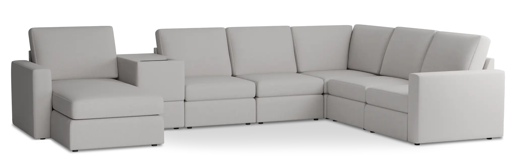 Citymod Light Gray Fabric Large Left Chaise Sectional With Media Console Citymod Light Gray Fabric Large Left Chaise Sectional With Media Console