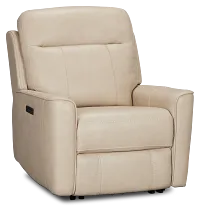 Benji Light Beige Lthr/vinyl Zero Gravity Power Recliner W/headrest