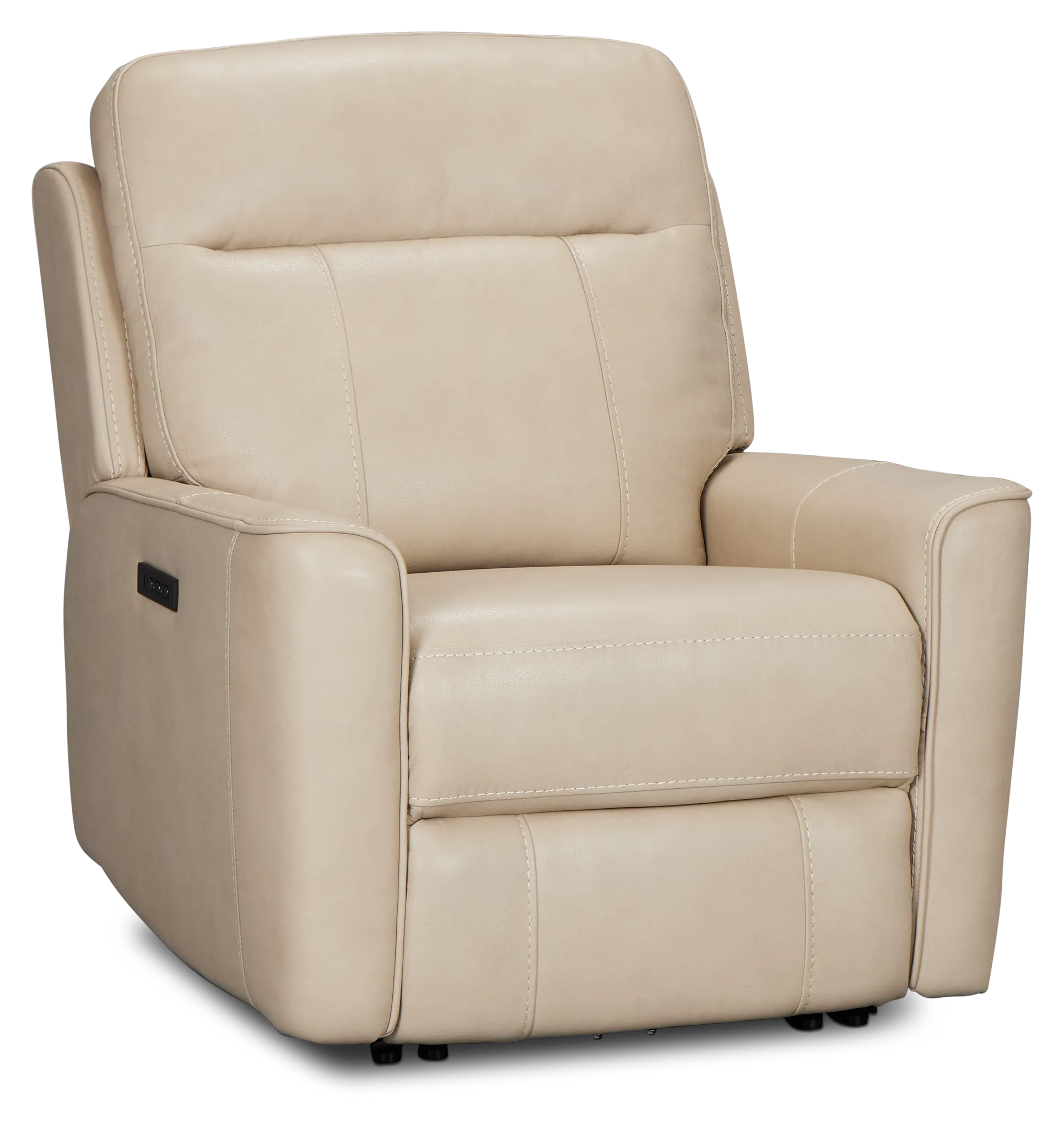 Benji Light Beige Lthr/vinyl Zero Gravity Power Recliner W/headrest