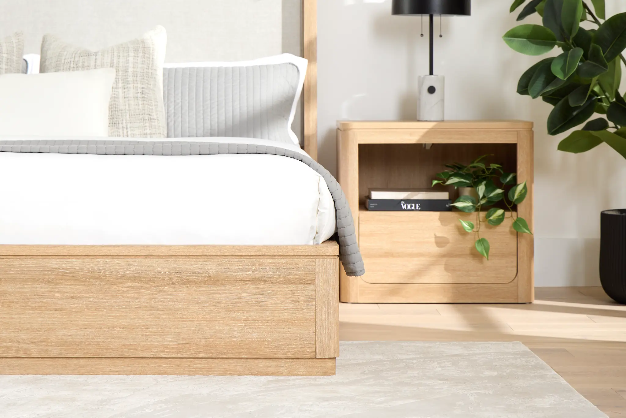 Emory Light Tone Upholstered Platform Bed Emory Light Tone Upholstered Platform Bed