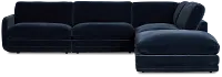 Jules Dark Blue Velvet 5-piece Right Facing Bumper Sectional