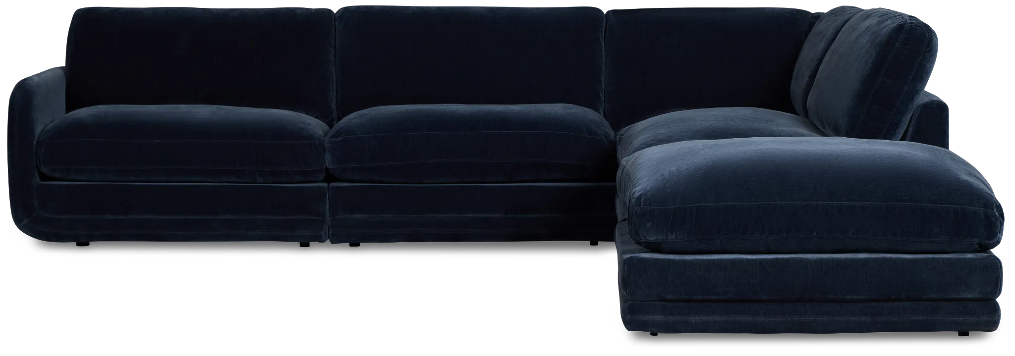 Jules Dark Blue Velvet 5-piece Right Facing Bumper Sectional