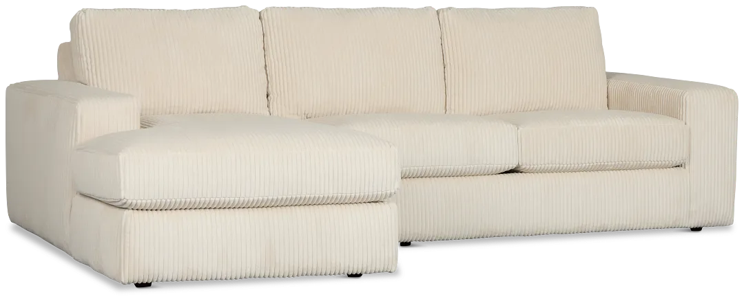 Charlie Ivory Fabric Left Chaise Sectional